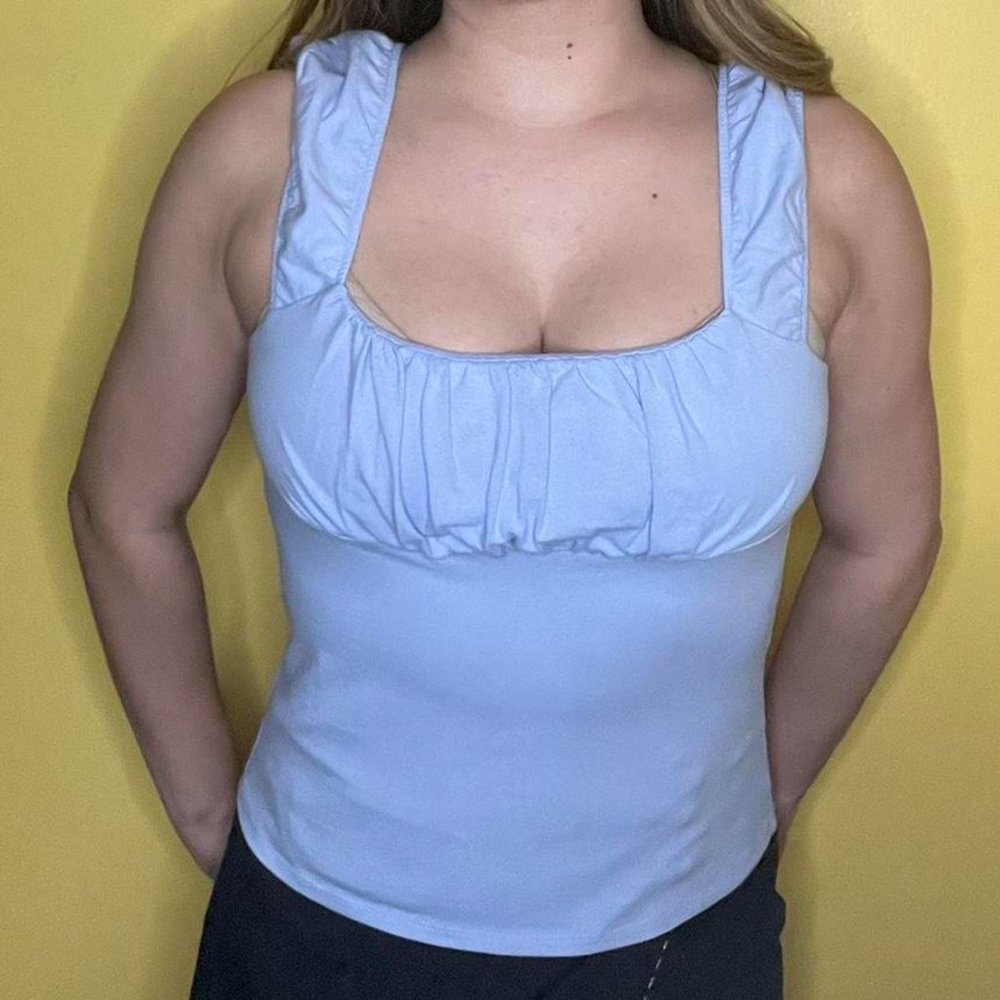 Light Blue Milkmaid Tank Top - Picture 2 of 3